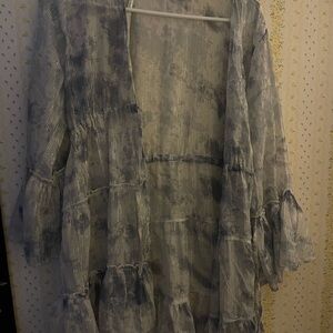 Sheer Blue and Gray Ruffled Coverup